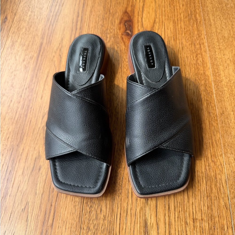 Top Shop Women's Black Leather Sandal